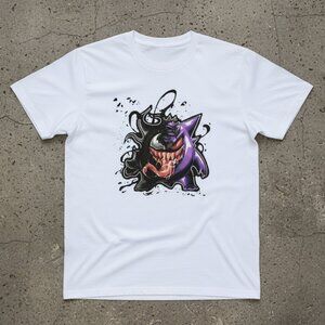 Pokemon Gengar Venom Fusion White Graphic Tee Anime Marvel Fan Gift